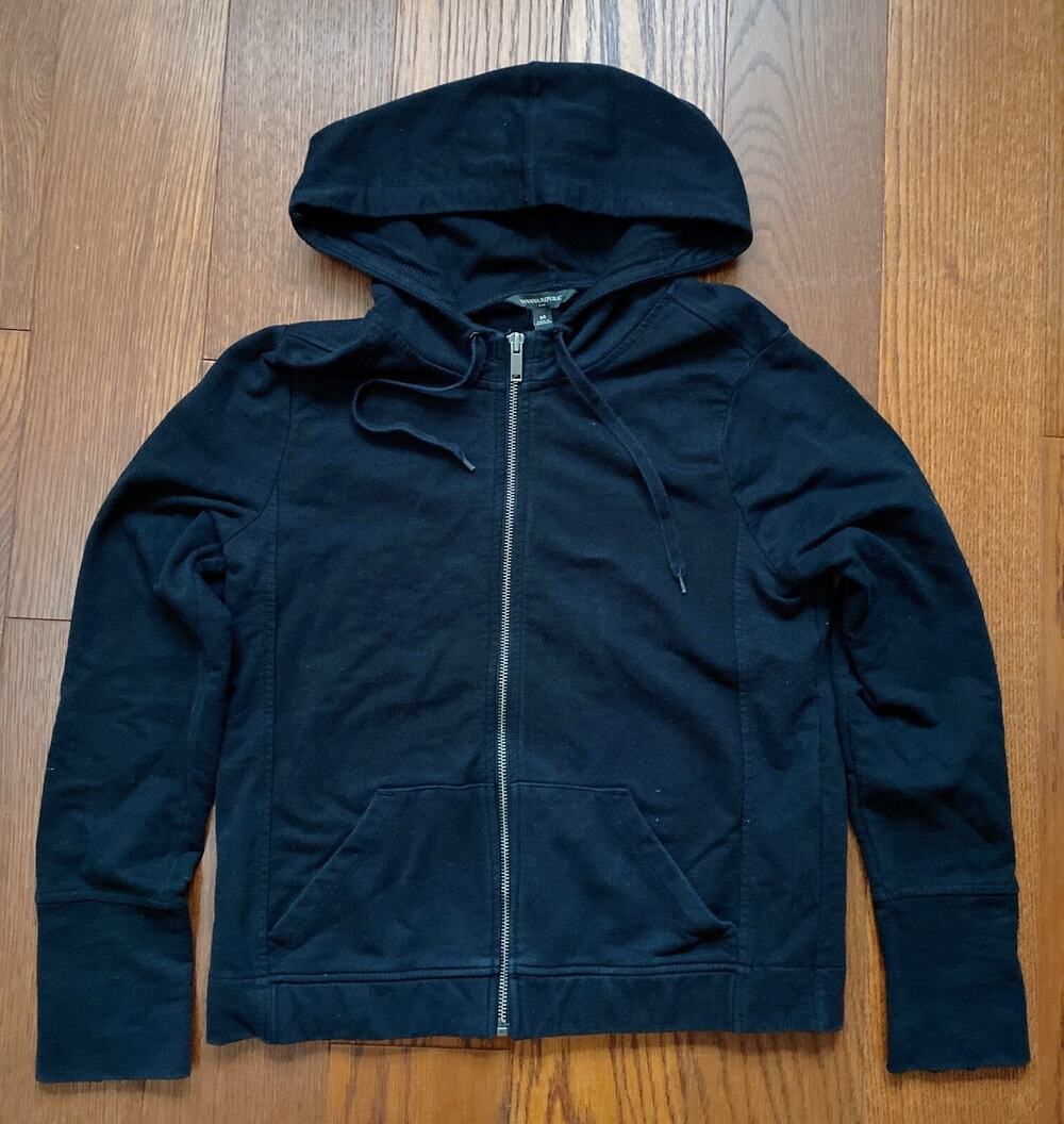 Banana Republic Black Long Sleeve Full Zip Up Hoodie Jacket Size Medium